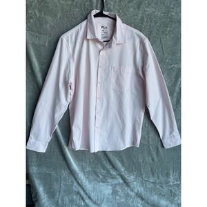 FLX Urban Commuter Mens L Slim Long Sleeve Pink Grid‎ Pattern Button Up Shirt